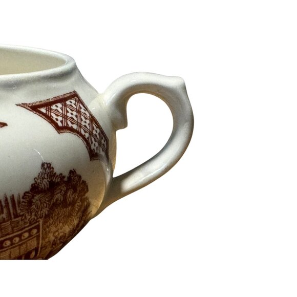 Alfred Meakin Fair Winds Pottery Sugar Bowl With Dual Handles & Scenic Pattern - Picture 6 of 10